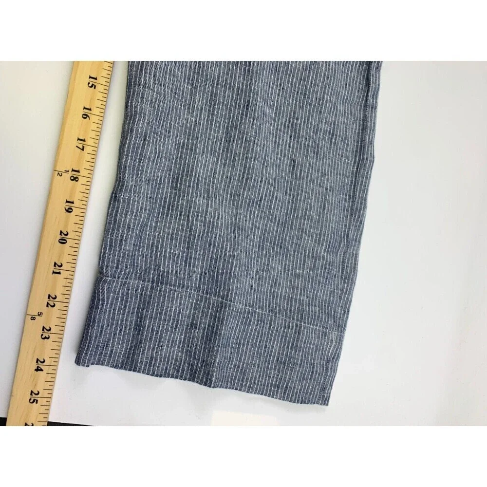 Everlane Linen Picnic Jumpsuit Blue Pinstriped Button Belted Adjustable Womens 6